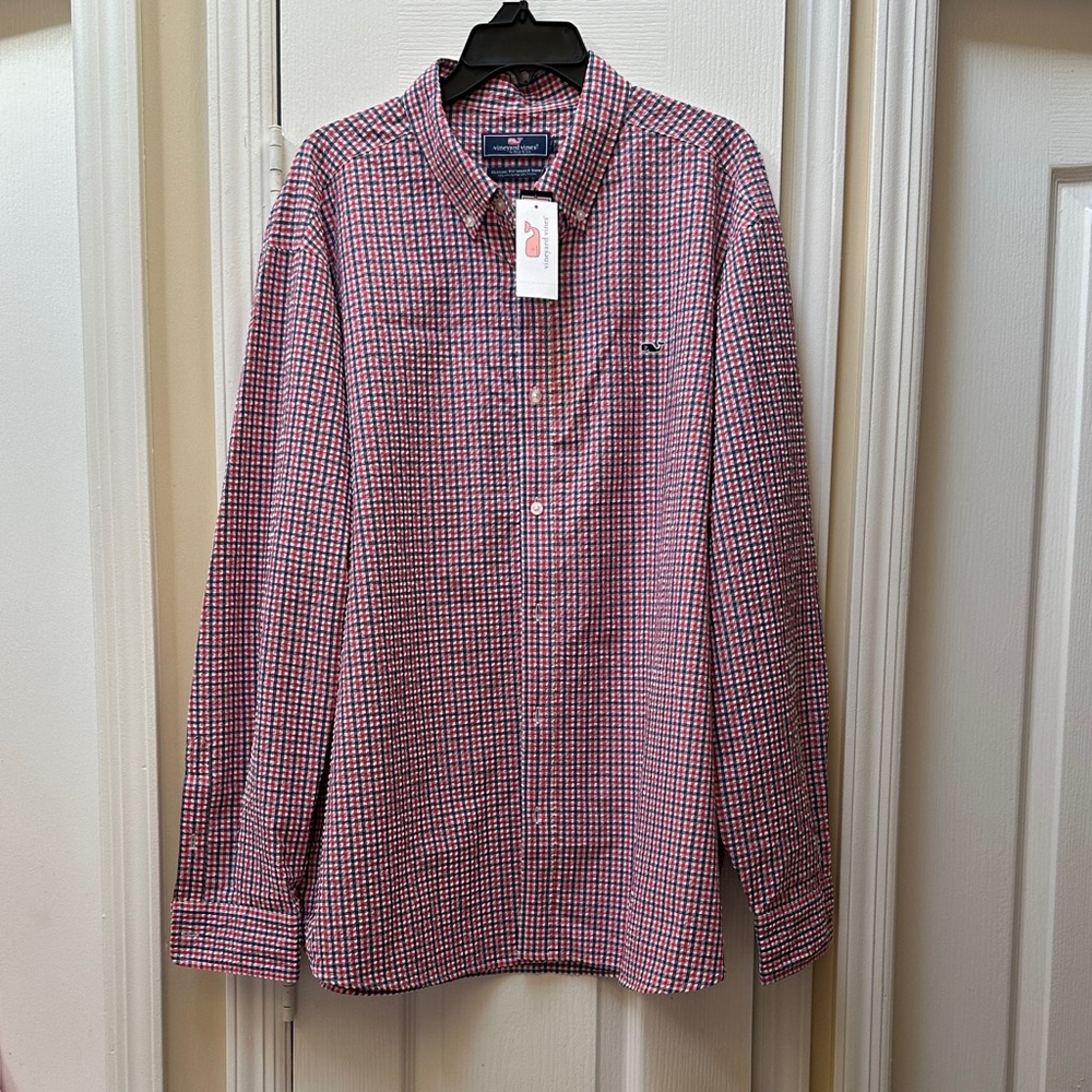Vineyard Vines Red and Blue Plaid Shirt